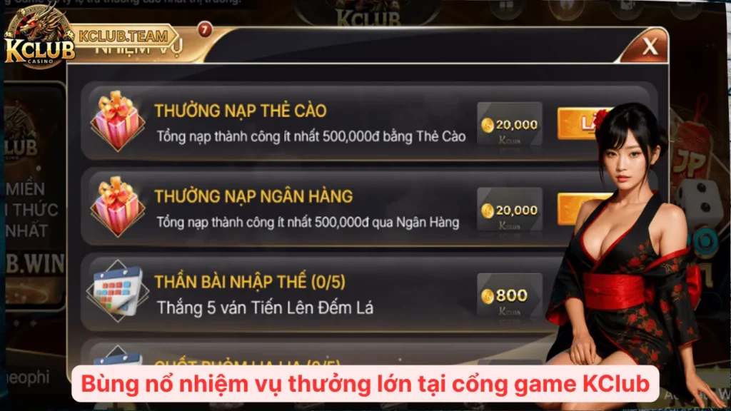 KClub 27vsrpq 🎮️ Cổng Game Bài Kclub Team Giải Trí Top 1 Châu Á 2025 6 Bùng nổ nhiệm vụ thưởng lớn tại cổng game KClub