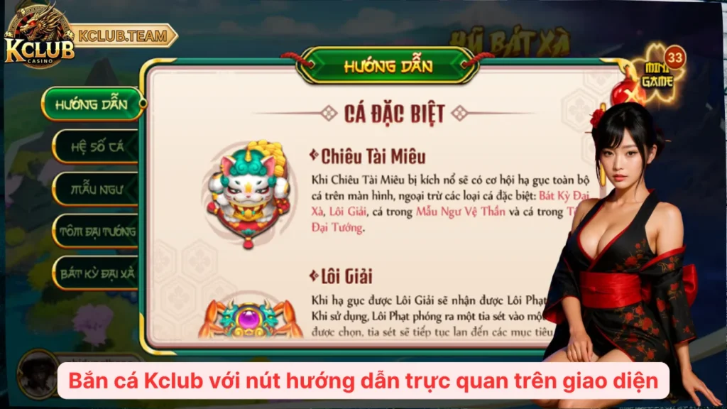 Bắn cá Kclub với nút hướng dẫn trực quan trên giao diện