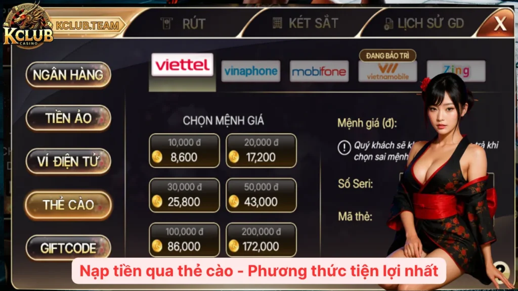 Nạp tiền qua thẻ cào - Phương thức tiện lợi nhất