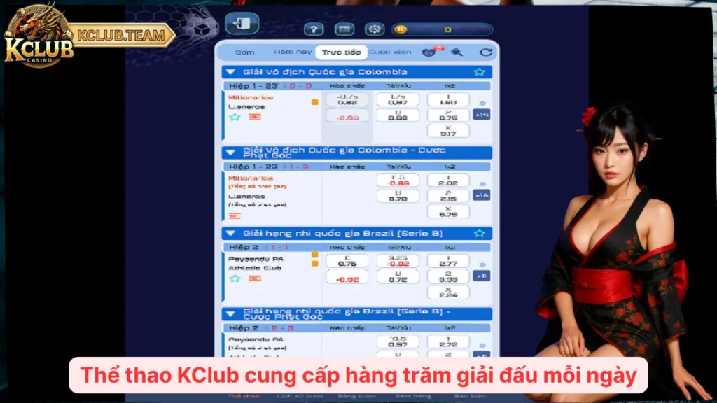 Thể thao KClub cung cấp hàng trăm giải đấu mỗi ngày